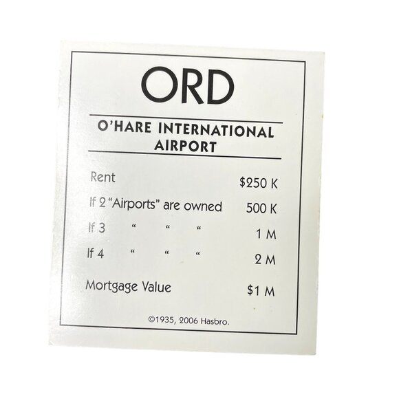 Monopoly Electronic Banking O Hare International Airport Property u Title Deed C - Picture 1 of 2